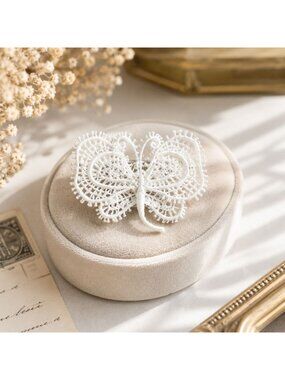 Handcrafted Vintage White Lace Butterfly Brooch Pin - Delicate Filigree Design I